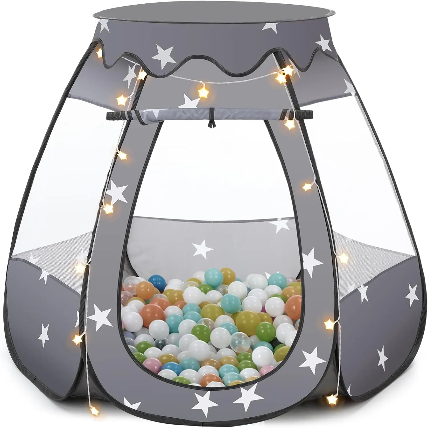 Star Lights - Pop Up Princess Play Tent for Kids - Indoor Outdoor Baby Girl Toys ghostly stair recreation informant grande intelligible Birthday Gifts - NO Balls (Black Tent) Baby Ball Pit for Toddler: with 