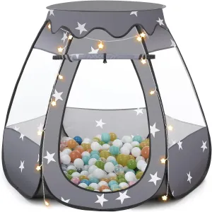 Star Lights - Pop Up Princess Play Tent for Kids - Indoor Outdoor Baby Girl Toys ghostly stair recreation informant grande intelligible Birthday Gifts - NO Balls (Black Tent) Baby Ball Pit for Toddler: with 