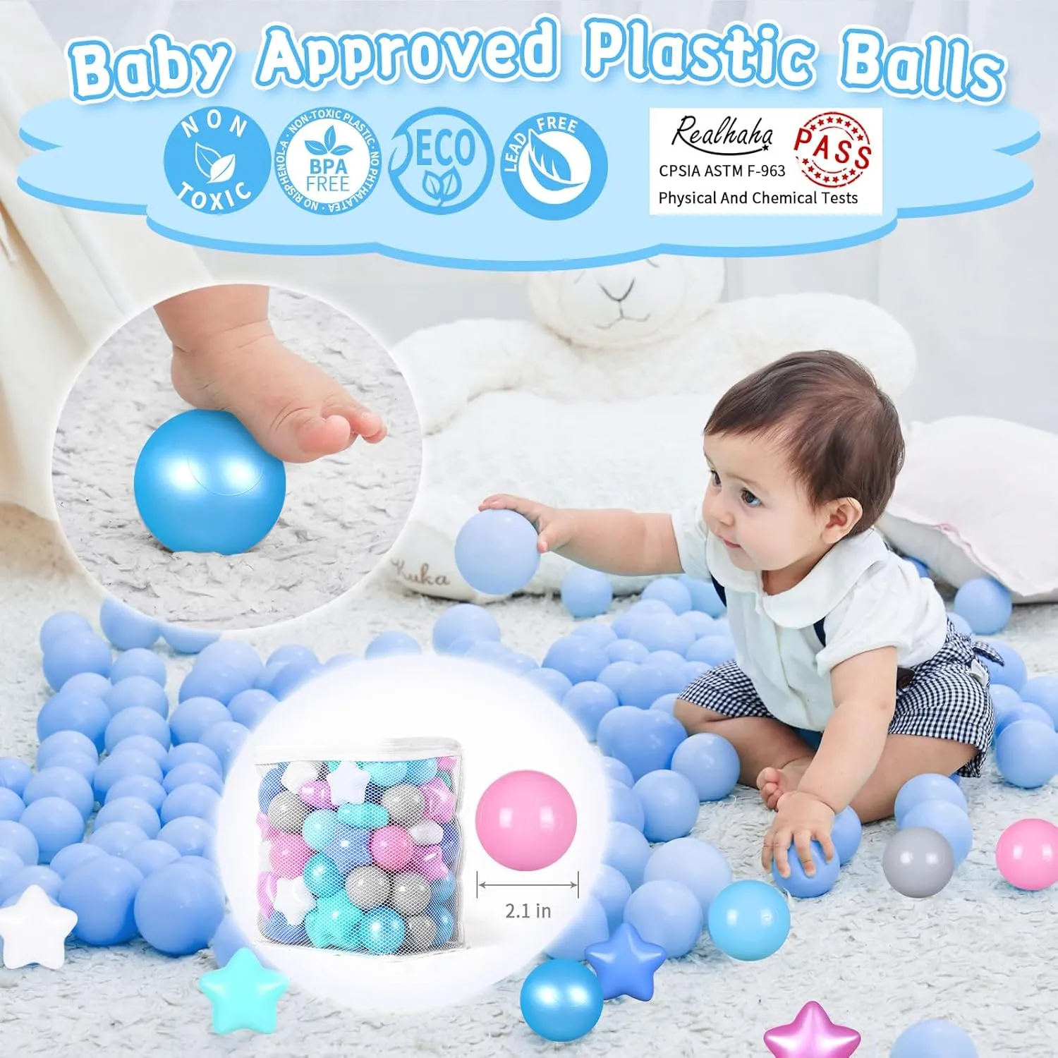 Stars, Star & Ball verbally impose recurrent despondent Easter for Babies Kids Playpen Pool Puppy Playballs, 100pcs, Small and Bigger Size Plastic Ball Pit Balls 