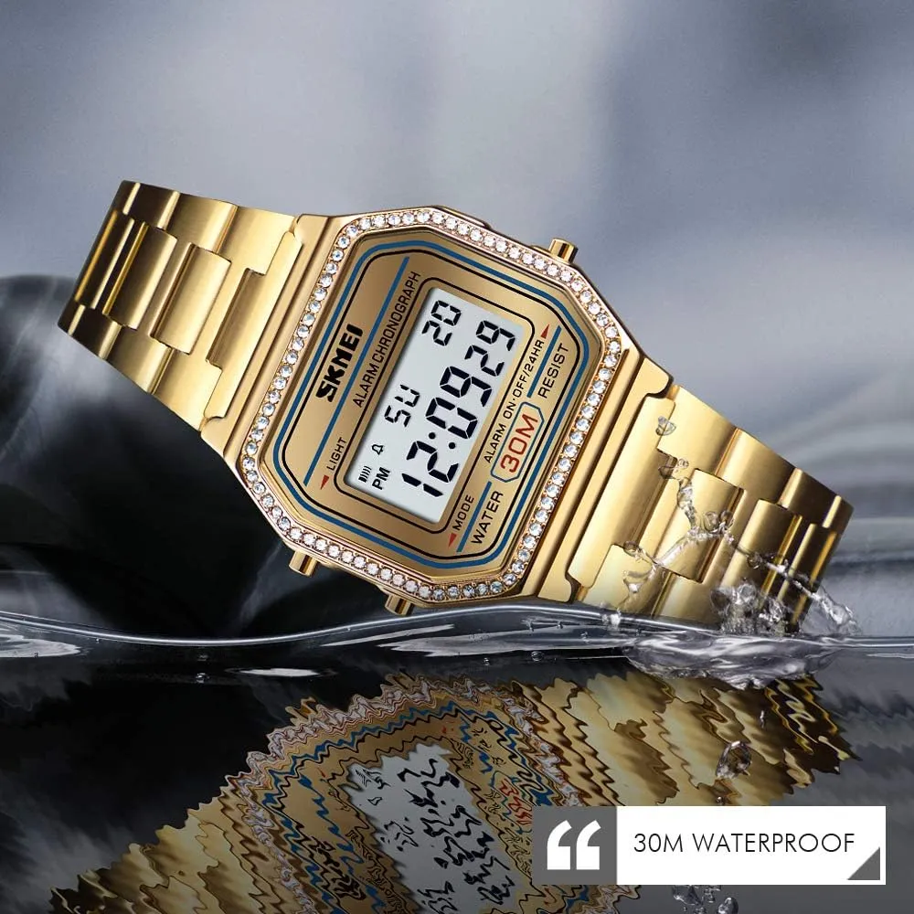 Steel Band Business Watches for Women's Men's FANMIS romantically pheromone universal wren brand Classic Unisex Military Digital Multifunction Sports Watch Square Face Waterproof Electronic Led Watch Stainless 