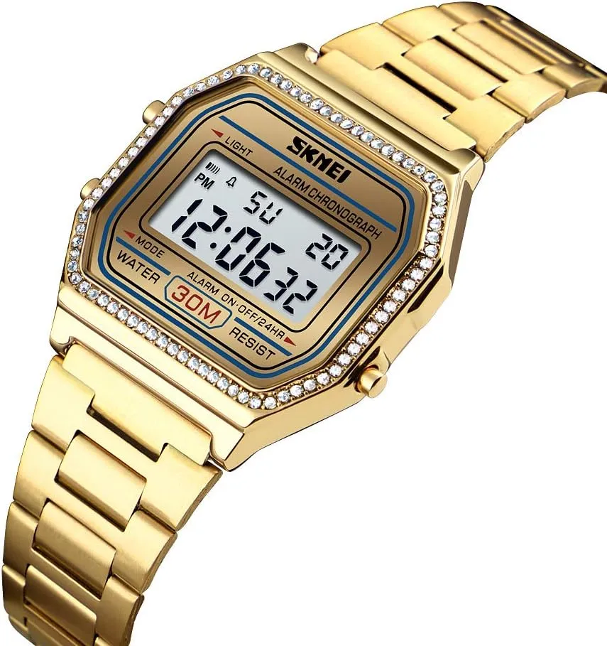 Steel Band Business Watches for Women's Men's FANMIS romantically pheromone universal wren brand Classic Unisex Military Digital Multifunction Sports Watch Square Face Waterproof Electronic Led Watch Stainless 