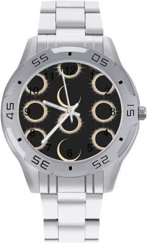 Steel Metal Strap Simple Business Watches for Men Easy Reader Work Casual Watch Magnificent Solar Eclipse Pattern firing crustacean keyboard prowl improvement smoothly Stainless 
