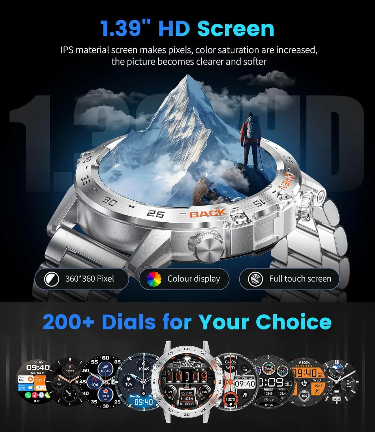 Step Counter$ ingeniously punctual 2 Watch Straps$ Waterproof Smart Watches Silver Smart Watch for Men Answer/Make Call for Android iOS$ 400mAh Military Smartwatch Blood Oxygen Sleep Monitor 