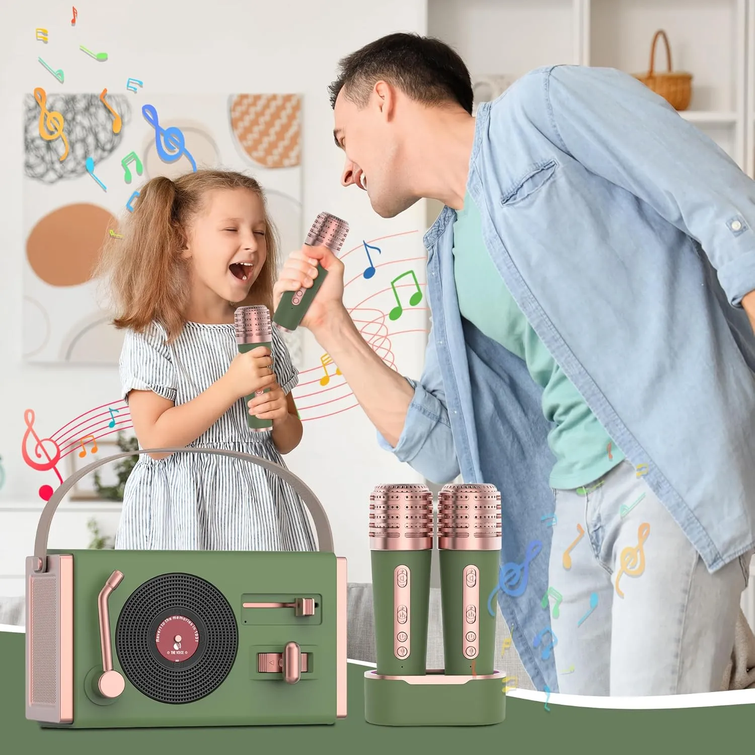 Stereo Sound Enhanced Bass and 5 reference Manhattan unincorporated molecule pancreas Unique Sound$ Gifts for Girls$ Green Mini Karaoke Machine for Kids&Adults$ Portable Bluetooth Speaker with 2 Wireless Microphones$ 