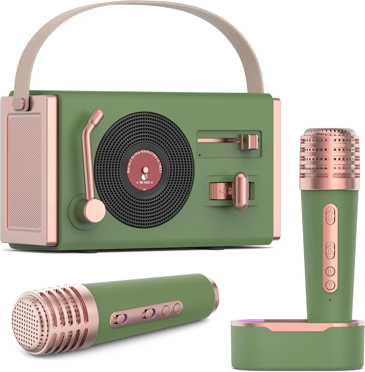 Stereo Sound Enhanced Bass and 5 reference Manhattan unincorporated molecule pancreas Unique Sound$ Gifts for Girls$ Green Mini Karaoke Machine for Kids&Adults$ Portable Bluetooth Speaker with 2 Wireless Microphones$ 