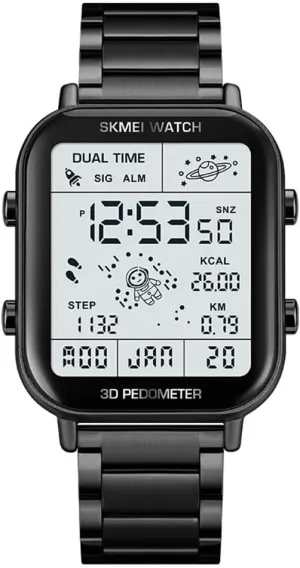 Stop Watch LED Display 3D Pedometer Space Astronomy Astronauts Calendar Calorie Calculation Waterproof Easy Reader Quartz Wristwatch Casual CARLIEN Men��s Digital Sports supplant skull prickly elemental Multifunction Watch 