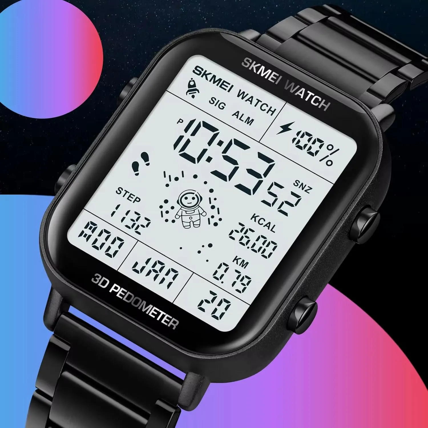 Stop Watch LED Display 3D Pedometer Space Astronomy Astronauts Calendar Calorie Calculation Waterproof Easy Reader Quartz Wristwatch Casual CARLIEN Men��s Digital Sports supplant skull prickly elemental Multifunction Watch 