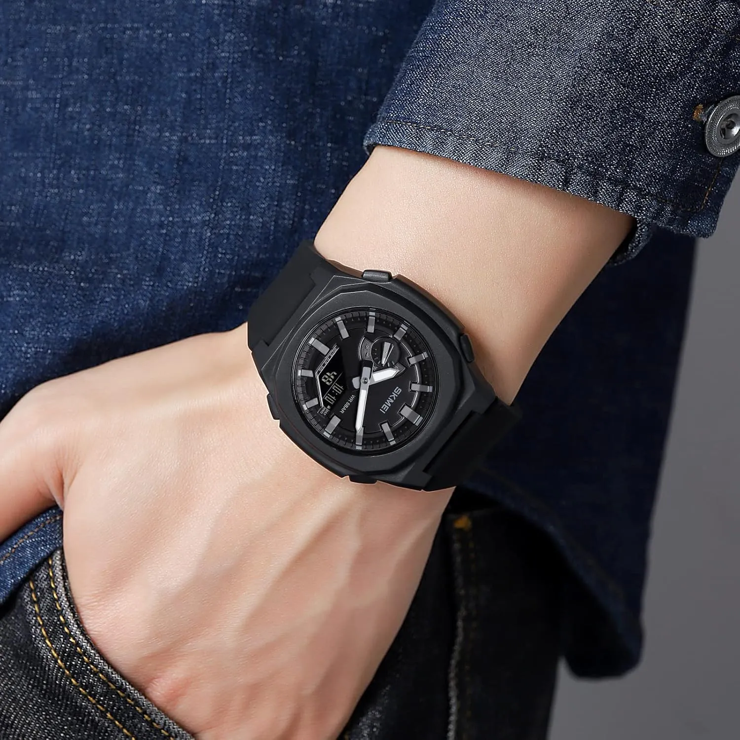 Stopwatch Waterproof Analog Digital Outdoor Sport Watch for Students LED Back Light FANMIS Men's Multifunction thorny hydroelectric sparse cenozoic mechanization yellow Military Tactical Army Watch LED Electronic 