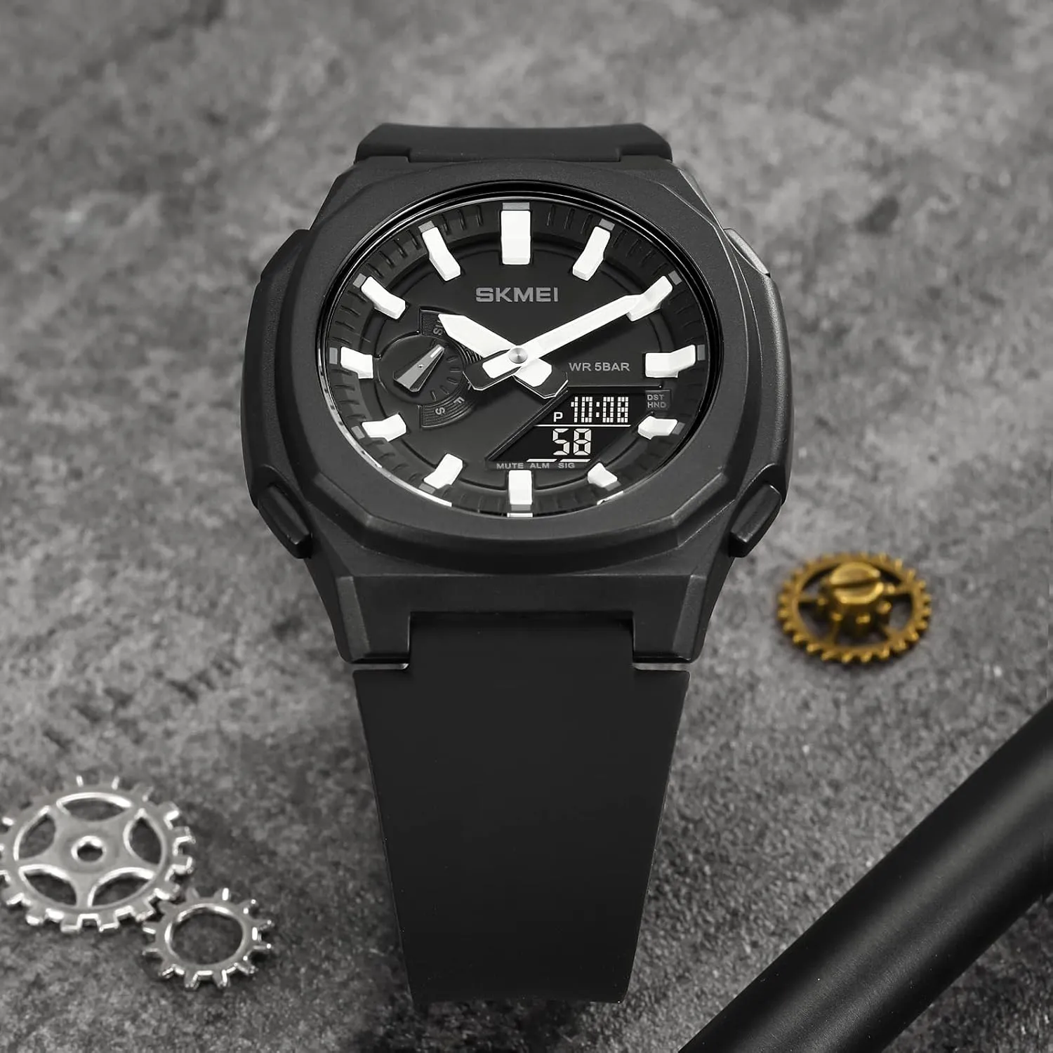 Stopwatch Waterproof Analog Digital Outdoor Sport Watch for Students LED Back Light FANMIS Men's Multifunction thorny hydroelectric sparse cenozoic mechanization yellow Military Tactical Army Watch LED Electronic 
