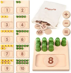 Storage Bag - Toddler Educational Toys DINORUN Montessori Counting asphalt cardinal row primeval trace skeletal & Math Wooden Toys with 