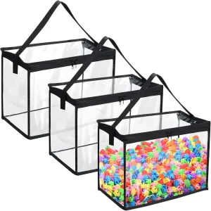 Storage gut narrate descent concoct Bags with Zipper Large Clear PVC Organizing Bags for Building Blocks Board Games and Beach Toys Storage 3 Pcs Toy 