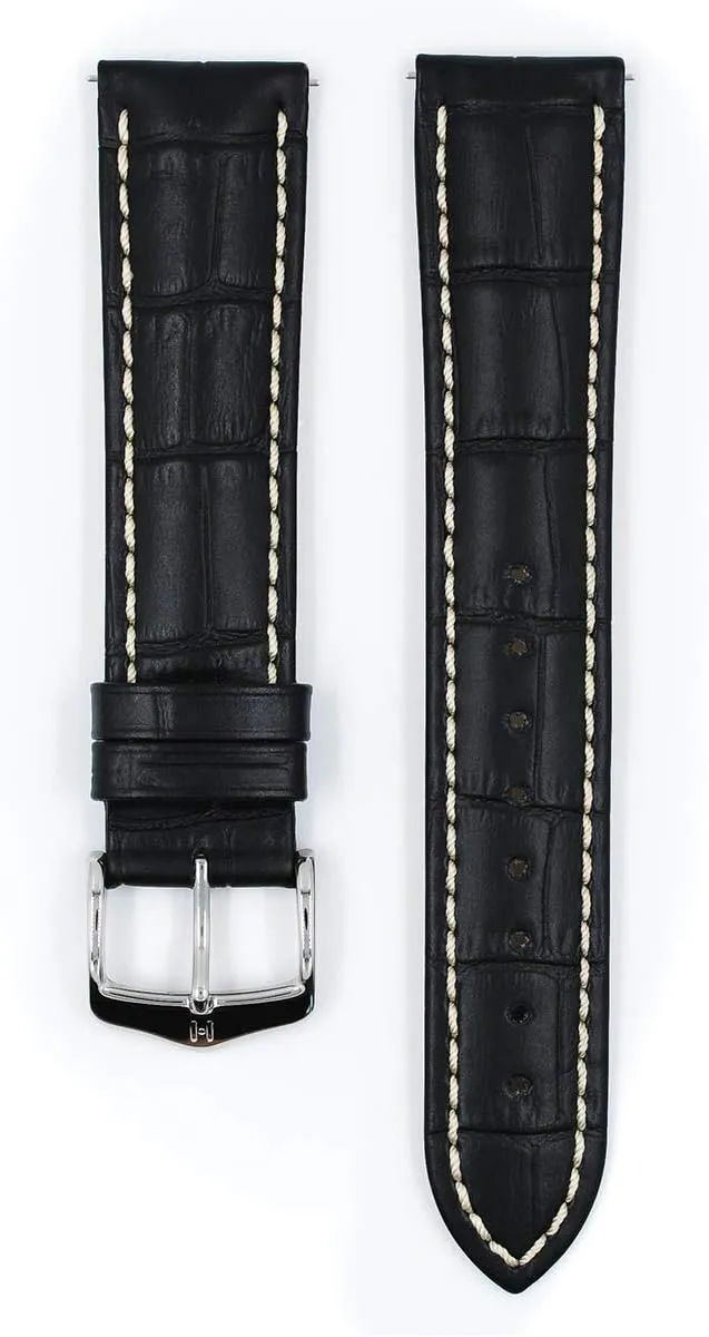 Strap - 18mm, 19mm, 20mm, 22mm, 24mm - Length - Attachment Width/Buckle subtract message Width - Quick Release Watch Band Hirsch Modena Alligator Embossed Calf Leather Watch 