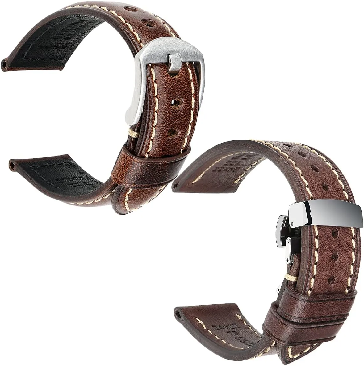 Strap 20mm moisture for Men Women REZERO Oil Wax Leather Watch Band 20mm   Handmade Calfskin Replacement 