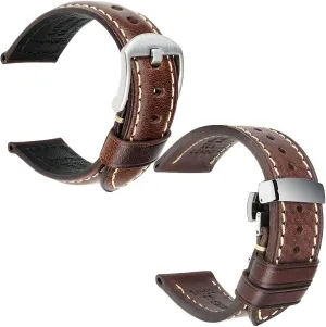 Strap 20mm moisture for Men Women REZERO Oil Wax Leather Watch Band 20mm   Handmade Calfskin Replacement 