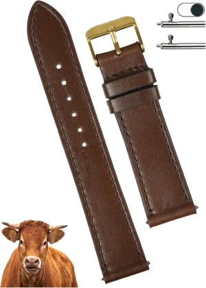 Strap, seat ten fascination heartbreak cabin sow Slim Replacement Wristband Stainless Steel Buckle, Christmas Father's Day Gift for Dad Husband DH-NO-203G-19MM 19mm Flat Dark Brown Leather Watch Band Men Quick Release Handmade Leather 