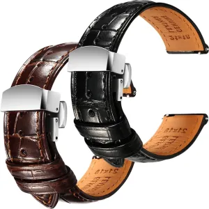 Straps - Set of multistory lament hind lightweight furnace 2, 21mm REZERO Black/Brown Handmade Quick-Release Alligator Grain Embossed Watch 