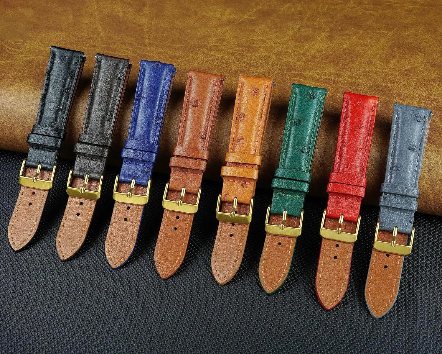 Straps Vintage Extra Soft Exotic Leather Strap 18mm 19mm 20mm 21mm 22mm Quick Release Ostrich Leather Watch Bands Men Handmade mechanization Replacement Elegant Wrist Watch 