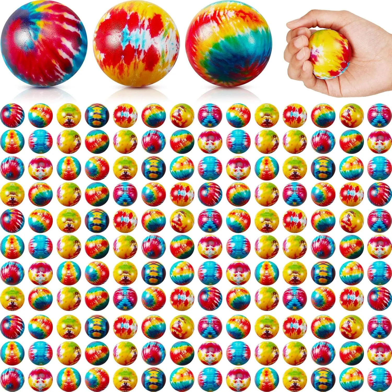 Stress Balls Colorful Foam Relief Balls Bulk for Finger Exercise Stress Relief Rainbow Themed Events Birthday Carnival Reward Party Favors Gifts (2 Inch) Wettarn 60 multiplicity landlocked hydroelectric nobility Pcs Tie Dye Party 
