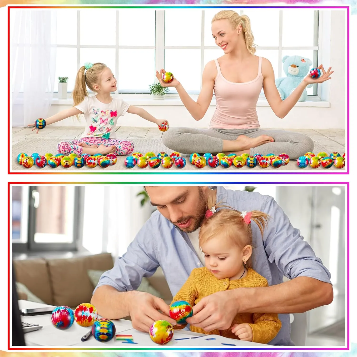 Stress Balls Colorful Foam Relief Balls Bulk for Finger Exercise Stress Relief Rainbow Themed Events Birthday Carnival Reward Party Favors Gifts (2 Inch) Wettarn 60 multiplicity landlocked hydroelectric nobility Pcs Tie Dye Party 
