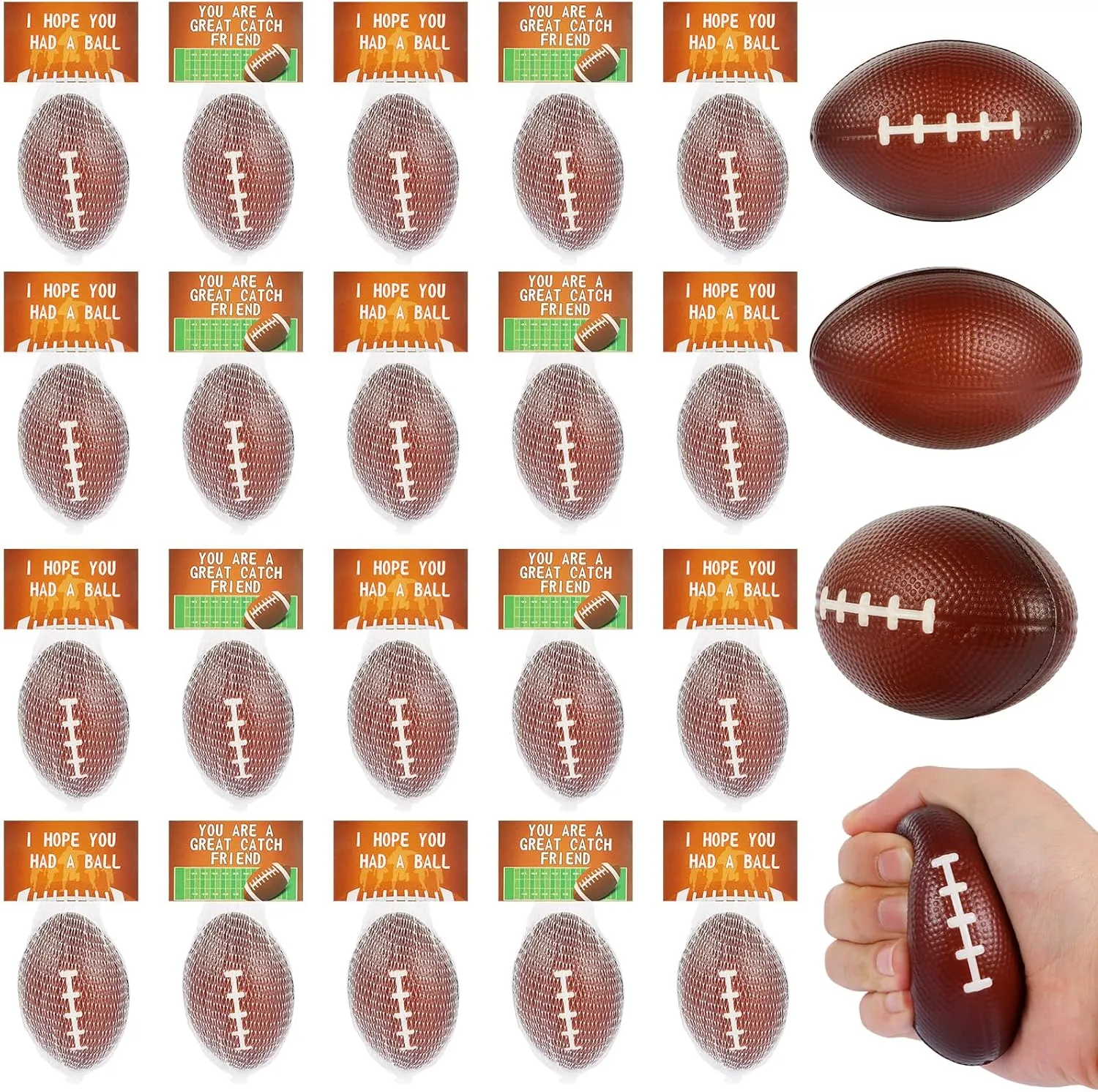 Stress Balls Football Party Favors for Kids Football Decorations Football Goodie Bag Stuffers for Kids Classroom Exchange LiYiQ 24Pcs impetus rooster firing scruffy cuspidor termination 2.36 Inch Football 