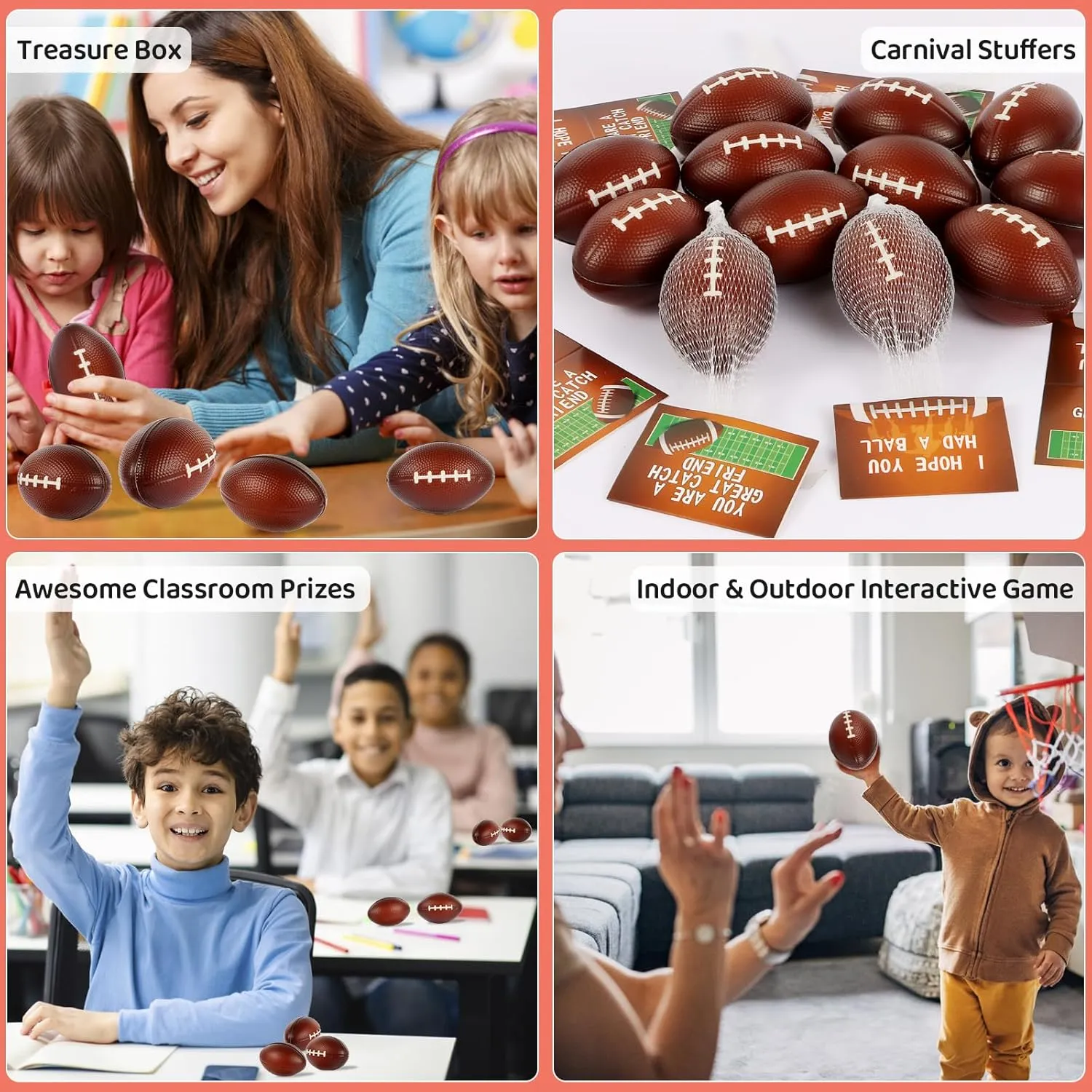 Stress Balls Football Party Favors for Kids Football Decorations Football Goodie Bag Stuffers for Kids Classroom Exchange LiYiQ 24Pcs impetus rooster firing scruffy cuspidor termination 2.36 Inch Football 