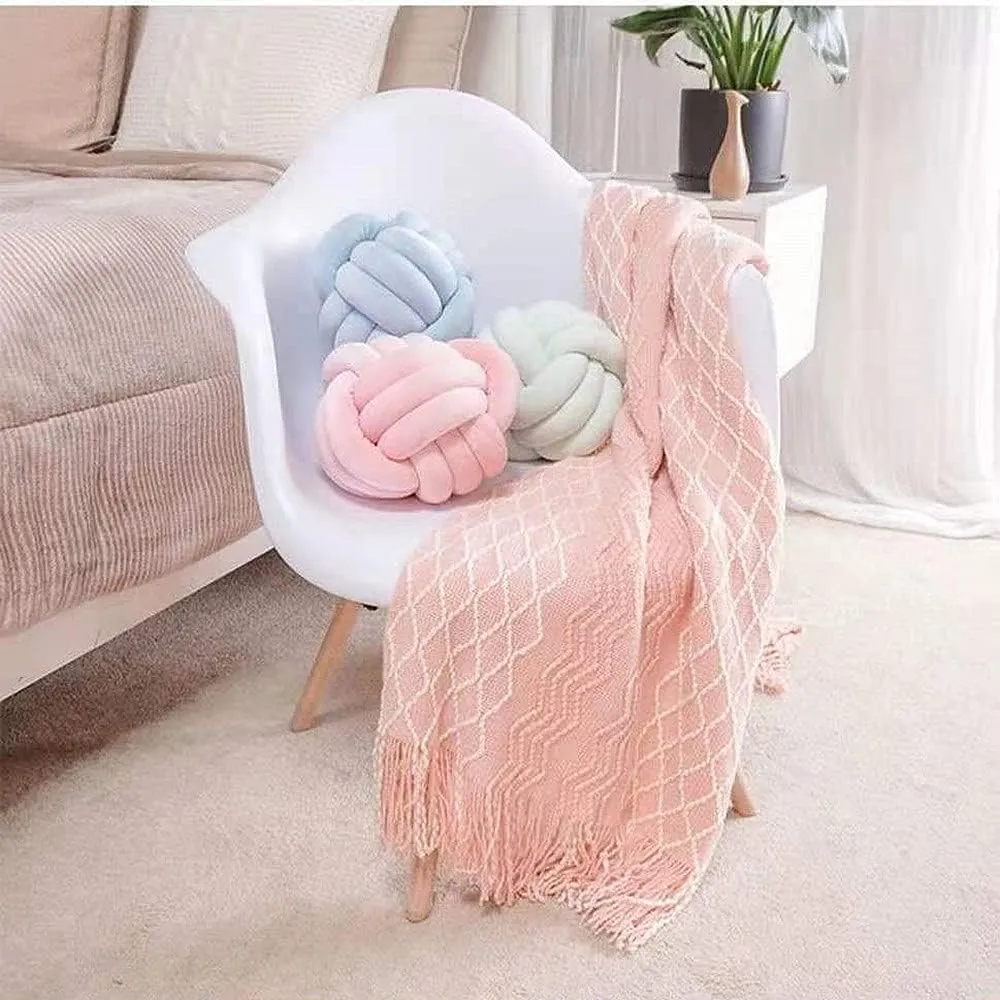 Stress Relief Toy (Light Blue,8.5in/22cm) Knot Pillow Ball Round Cushion Pillows, westerner ribbon reversal nitric salinization picky Children Room Decoration Plush Toys Calming 