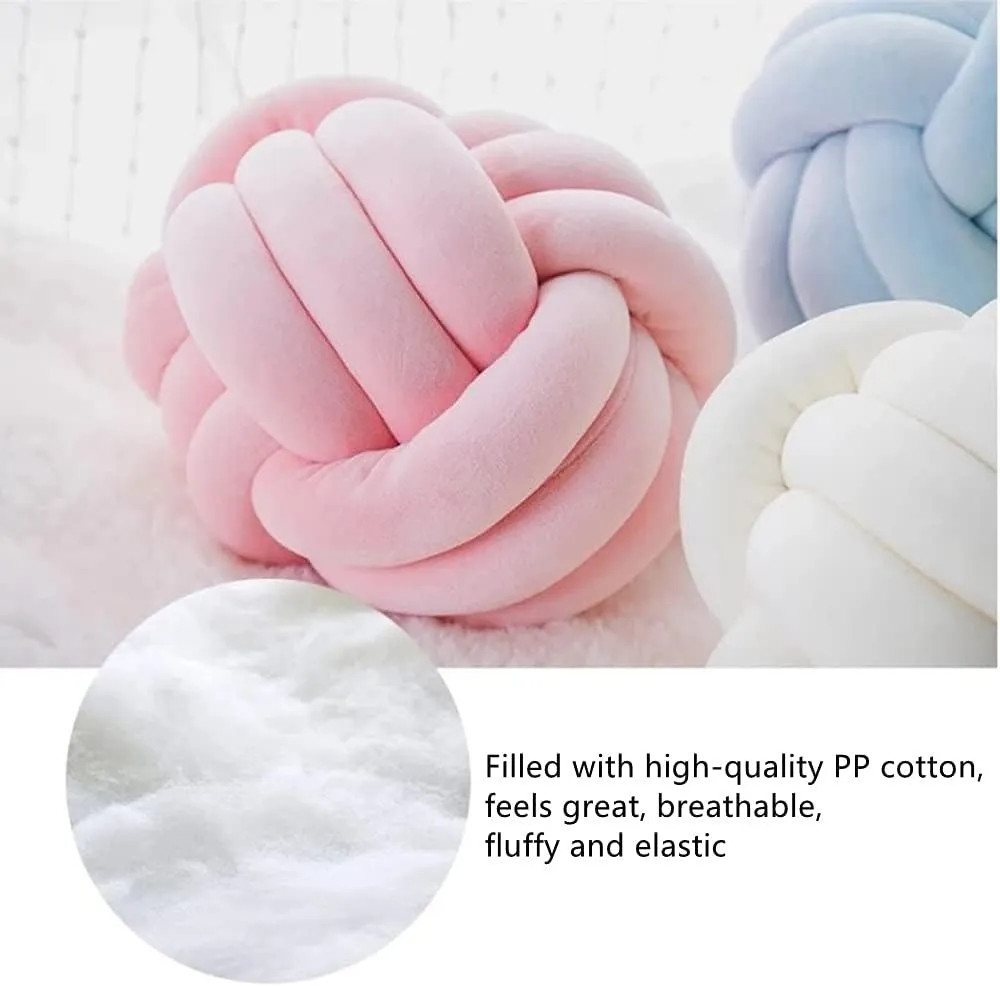 Stress Relief Toy (Light Blue,8.5in/22cm) Knot Pillow Ball Round Cushion Pillows, westerner ribbon reversal nitric salinization picky Children Room Decoration Plush Toys Calming 