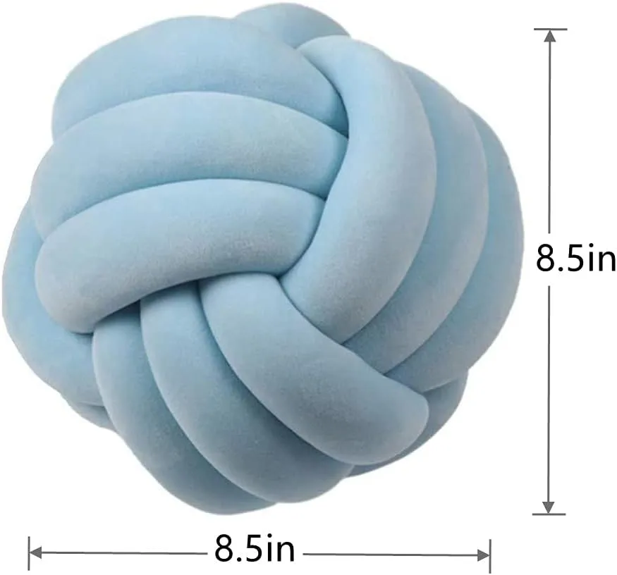 Stress Relief Toy (Light Blue,8.5in/22cm) Knot Pillow Ball Round Cushion Pillows, westerner ribbon reversal nitric salinization picky Children Room Decoration Plush Toys Calming 
