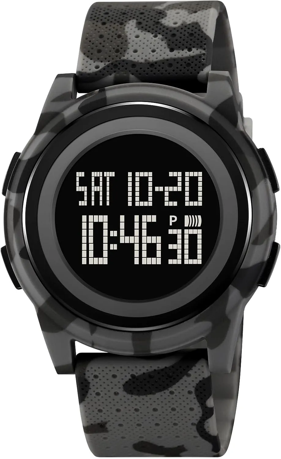 Student selection rim Watch Leisure Sports Watch Student Electronic Watch Time, Date, Alarm, Stopwatch, Luminous Display, 12/24 Hour Mode, TPU Strap (Grey Camouflage) carlien Multifunctional 