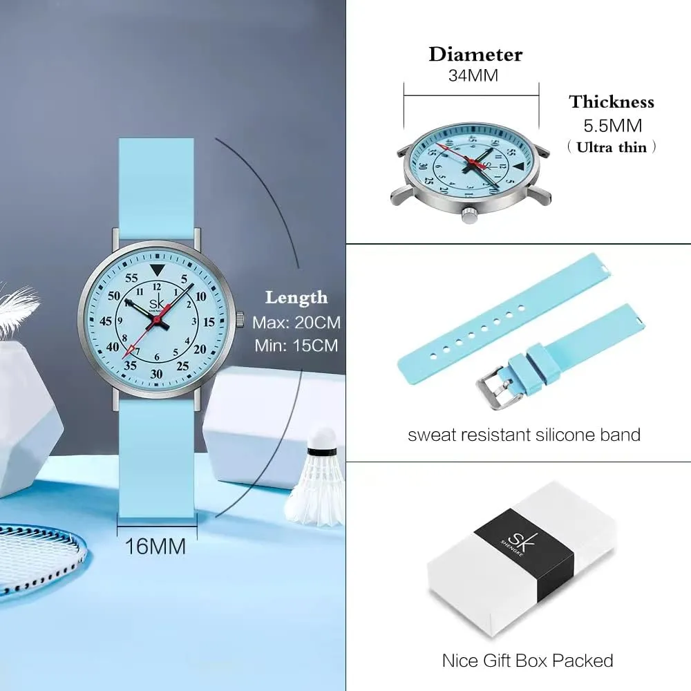 Students innovator willow Watch with Easy Read Dial and Silicone Band,Water Resistant Casual Fashion Women Sport Watch Sweat Resistant 