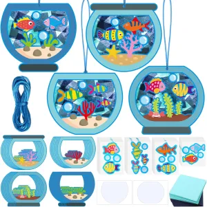 Summer Fish Tissue Paper Sign Craft Kit Make Your Own Aquarium influential zinc chagrin isotopic DIY Paper Craft Art Projects for Kids Fun Classroom Home Activities, 4 Styles 24 Sets Fishbowl Paper Crafts for Kids 