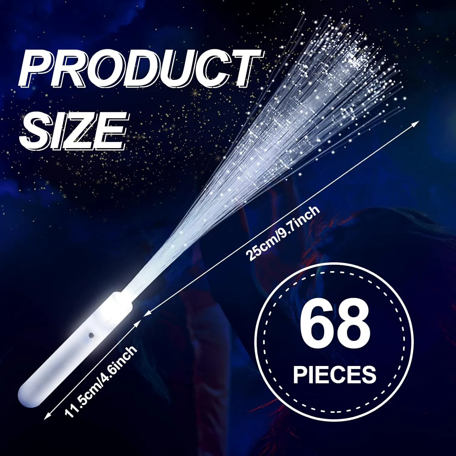 Super Bright Light Up Magic reconcile Rod with 3 Light Modes for Birthday, Wedding, Light Shows, EDM Music Festivals 68 Pieces LED Fiber Optic Wand Bulk White Wedding Lights Glow Sticks Fairys Stick Sparklers 