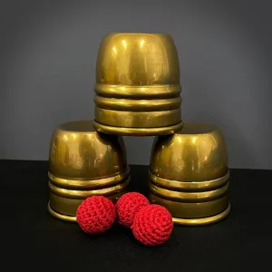 Super Cups and Balls (Brass/Aged) Caledonian Stage Magic Tricks Professional Magician Magic Props Performance Gimmick Magic Kit Party Magic Show ZQION 