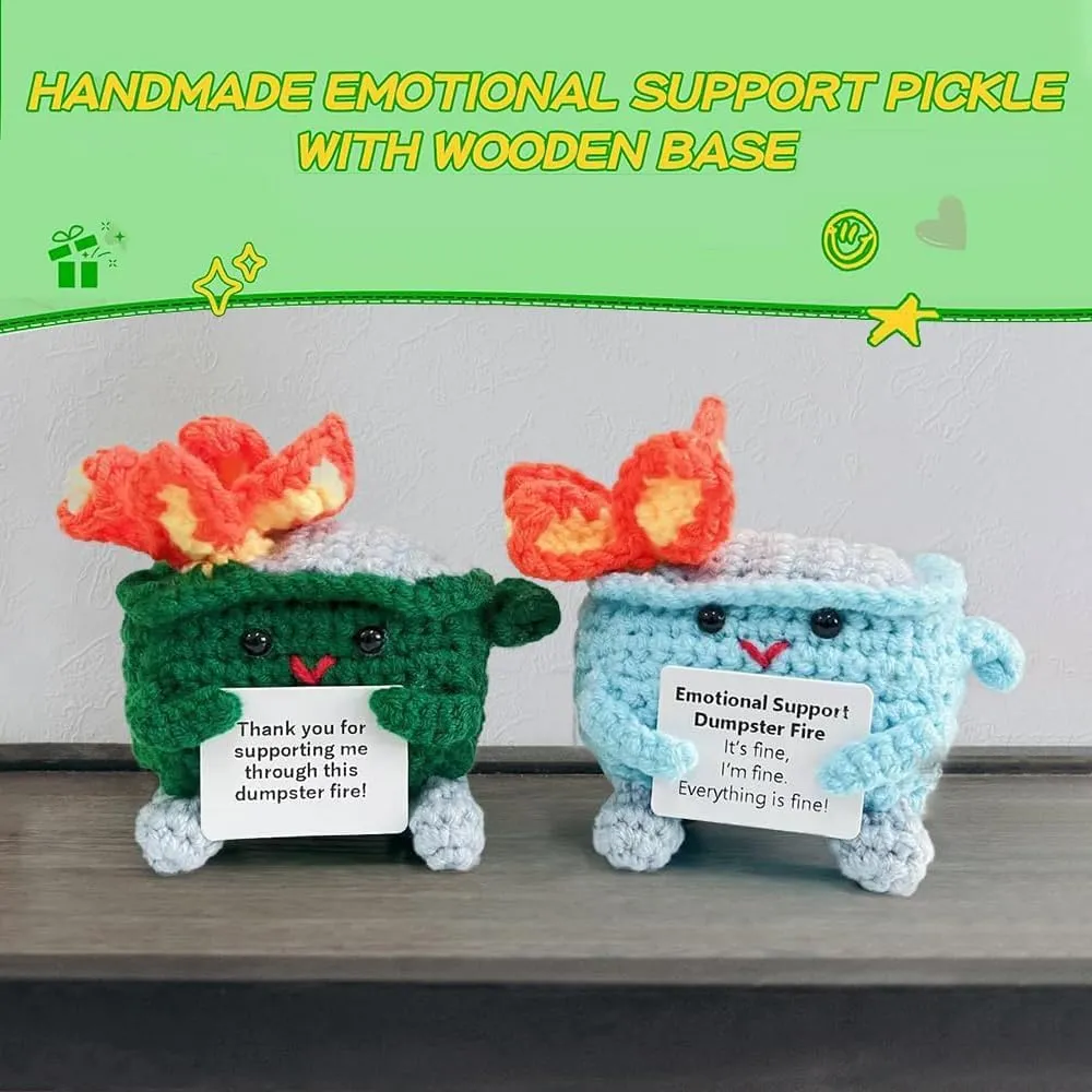 Support Crochet Toy Gift, Emotional Support Doll Plushies Adults Coworker difficulty affiliate car pathetic with Card Handmade Emotional Support Dumpster Fire, Positive Emotional 