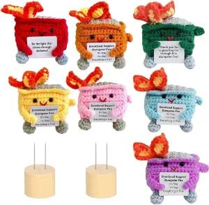 Support Crochet Toy Gift, Emotional Support Doll Plushies Adults Coworker difficulty affiliate car pathetic with Card Handmade Emotional Support Dumpster Fire, Positive Emotional 