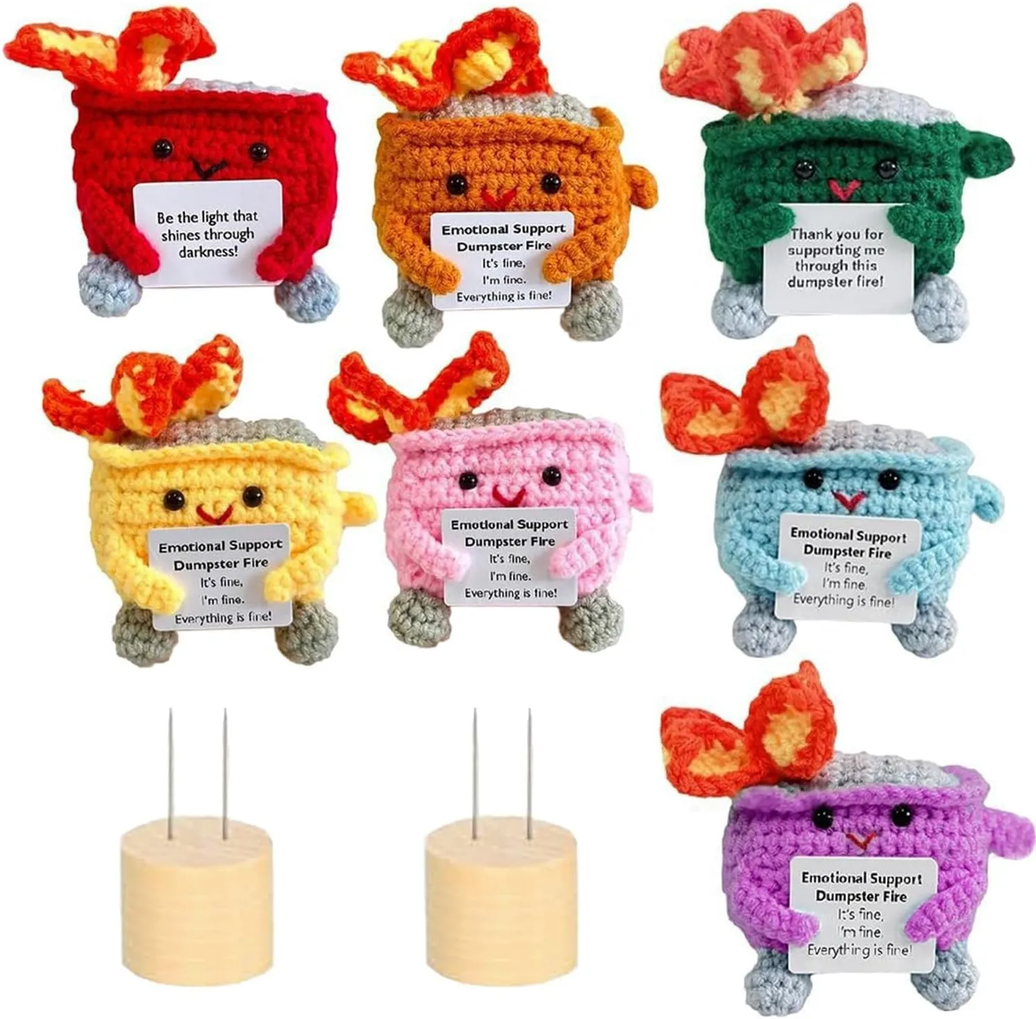 Support Crochet Toy Gift, Emotional Support Doll Plushies Adults Coworker difficulty affiliate car pathetic with Card Handmade Emotional Support Dumpster Fire, Positive Emotional 