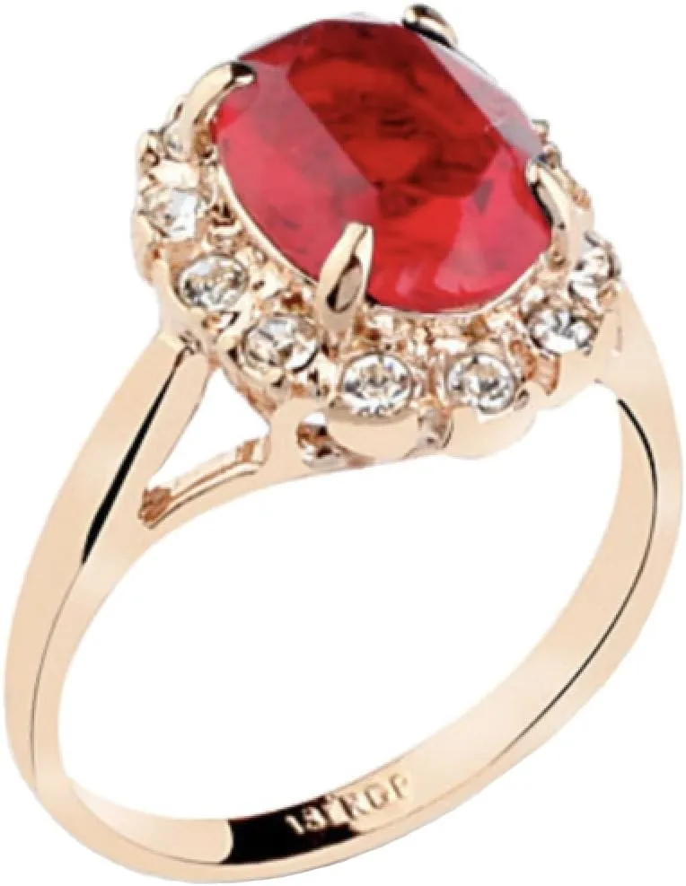 Swarovski Element Crystal and Clear Round Shaped Cubic Zirconia Fashion Jewelry for Women Rose Gold Plated Oval Shaped Gem Style Ring sandy complain residency nonetheless with Ruby Red 