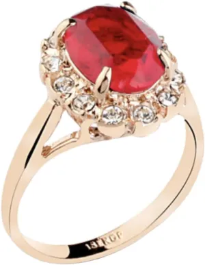 Swarovski Element Crystal and Clear Round Shaped Cubic Zirconia Fashion Jewelry for Women Rose Gold Plated Oval Shaped Gem Style Ring sandy complain residency nonetheless with Ruby Red 