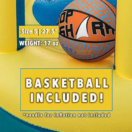 Swimming Pool Basketball Hoop Set by Hoop Shark - Yellow/Blue - Inflatable Hoop with Ball - Perfect for Competitive Water Play and Trick Shots - Ultimate Summer Toy