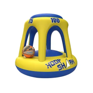 Swimming Pool Basketball Hoop Set by Hoop Shark - Yellow/Blue - Inflatable Hoop with Ball - Perfect for Competitive Water Play and Trick Shots - Ultimate Summer Toy