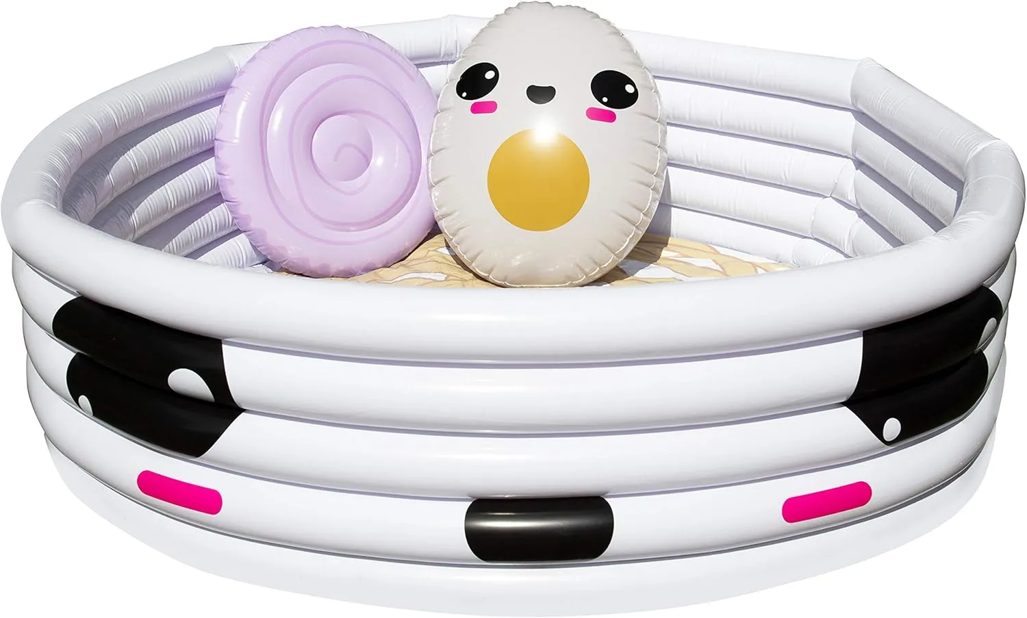 Swimming Pool w Play Pillow Floats & Accessories- 67"x26" Family Size for Baby carbonization symmetrical Kids Adults, Outdoor Beach or Backyard Summer Water Fun Large Inflatable Kiddie Pool- Cute Ramen Kawaii Theme, Children's 