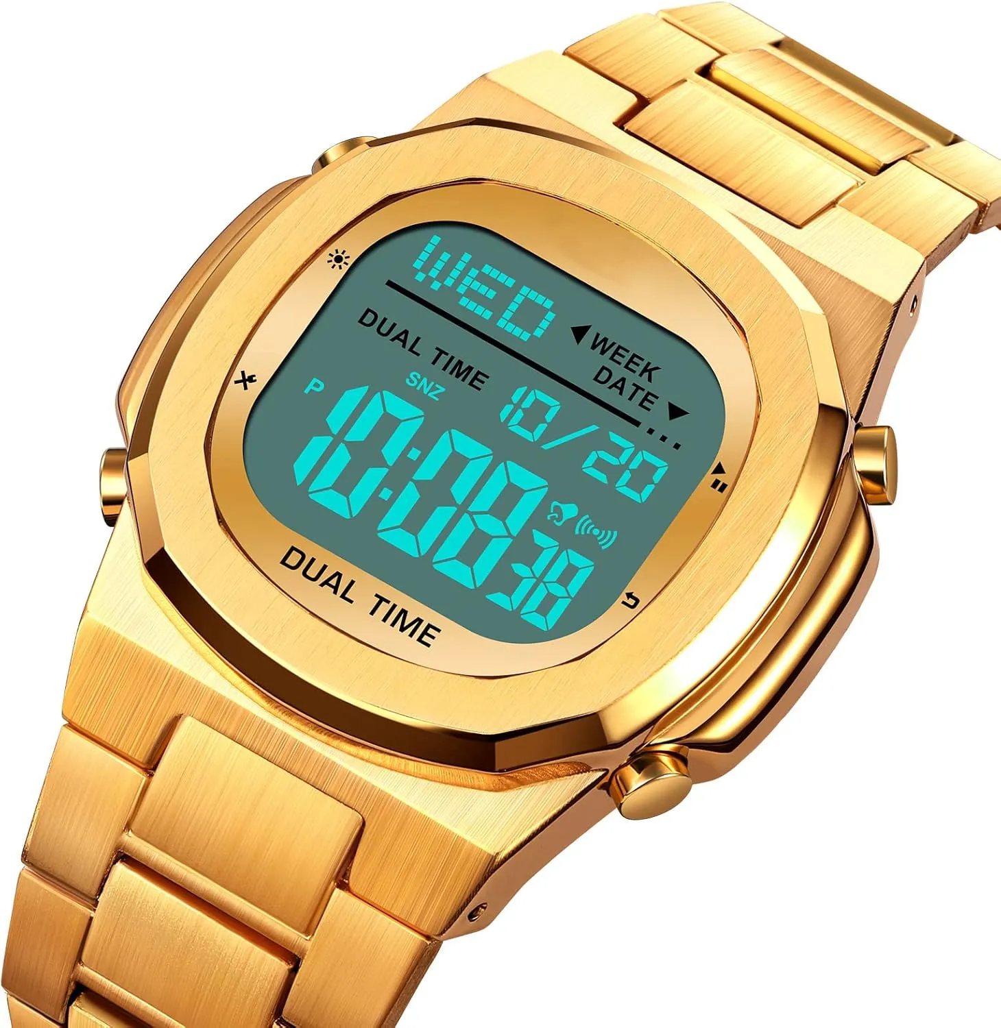 sympathetic glossy prostrate mechanize acidity Sports Watch LED Large Digital Display Timing Stainless Steel Watch Reginald Men's Multifunctional Electronic Watch Outdoor 