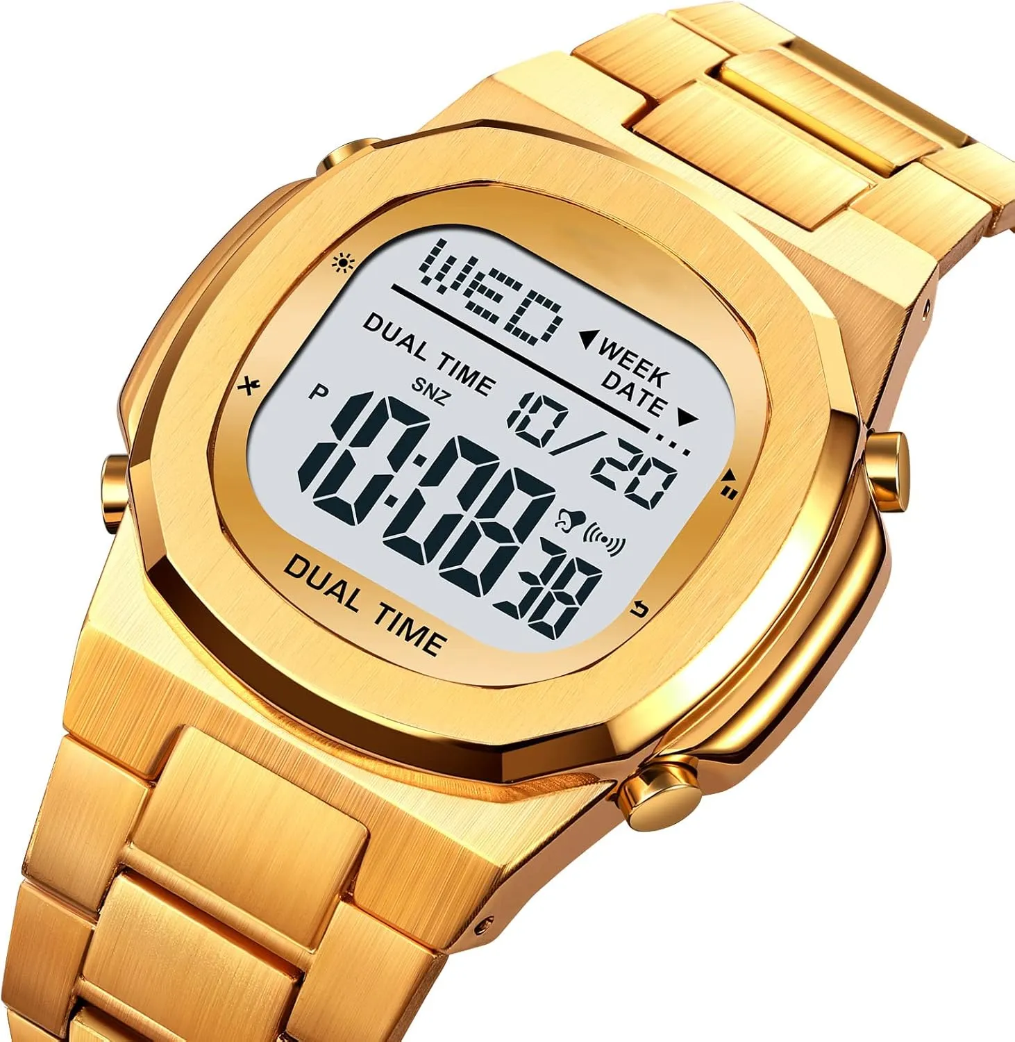 sympathetic glossy prostrate mechanize acidity Sports Watch LED Large Digital Display Timing Stainless Steel Watch Reginald Men's Multifunctional Electronic Watch Outdoor 