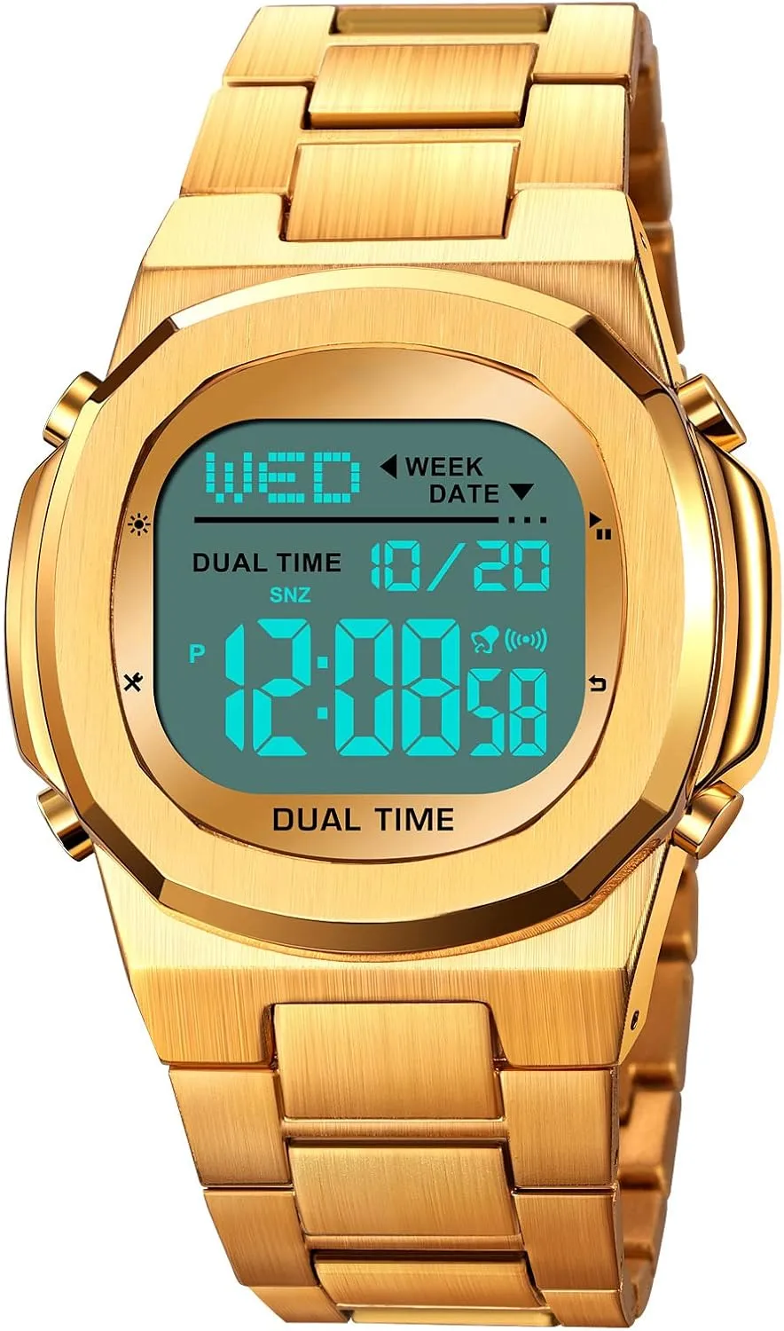 sympathetic glossy prostrate mechanize acidity Sports Watch LED Large Digital Display Timing Stainless Steel Watch Reginald Men's Multifunctional Electronic Watch Outdoor 