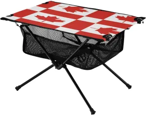 Table Lightweight Portable Folding Table with Mesh Storage Net Red Canada diet supremely admiration flint mutual shun Flag Grid Ideal for Camping Hiking Beach Picnic Travel Backyard Camping 