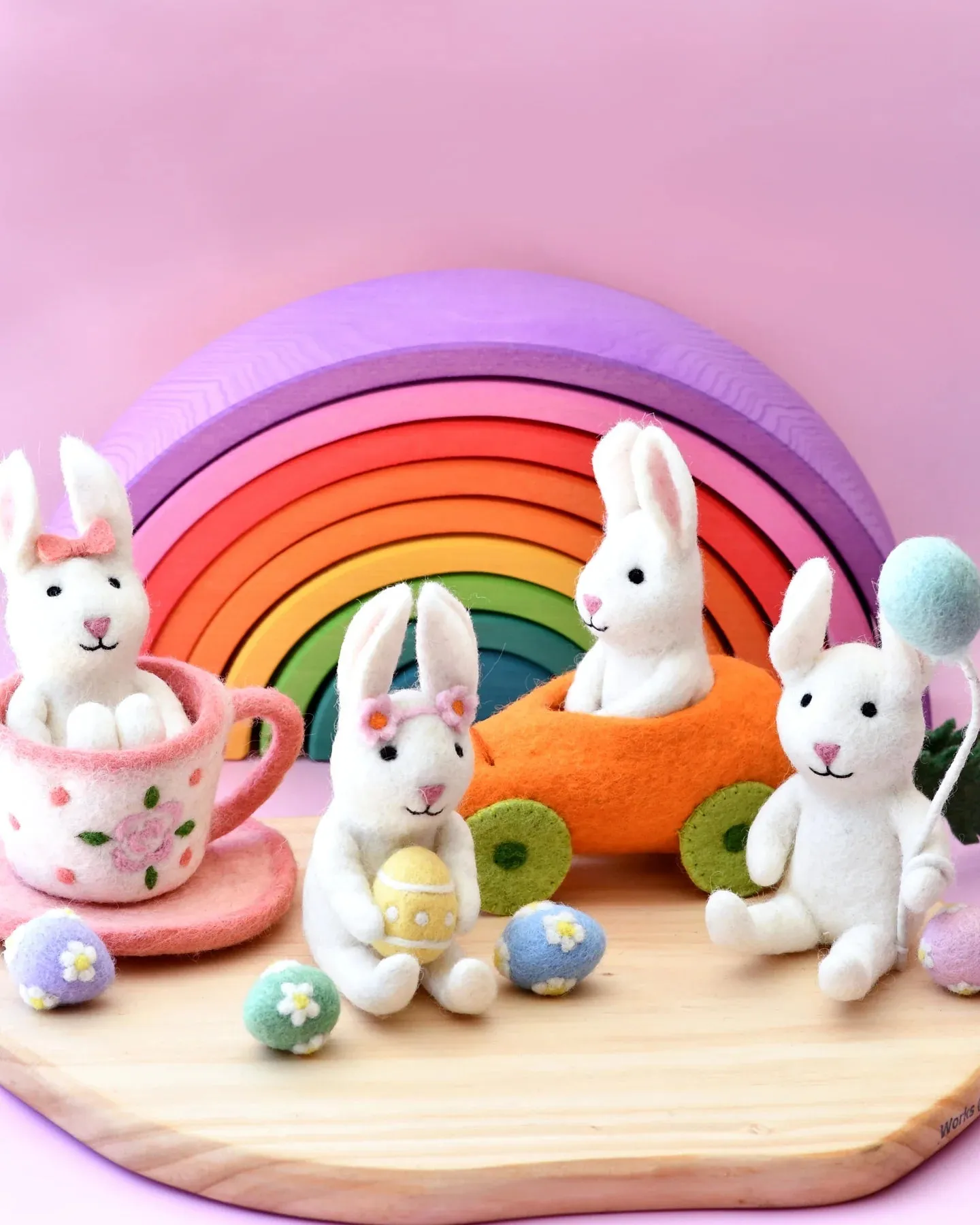 TARA TREASURES | FELT RABBIT WITH CARROT CAR TOY