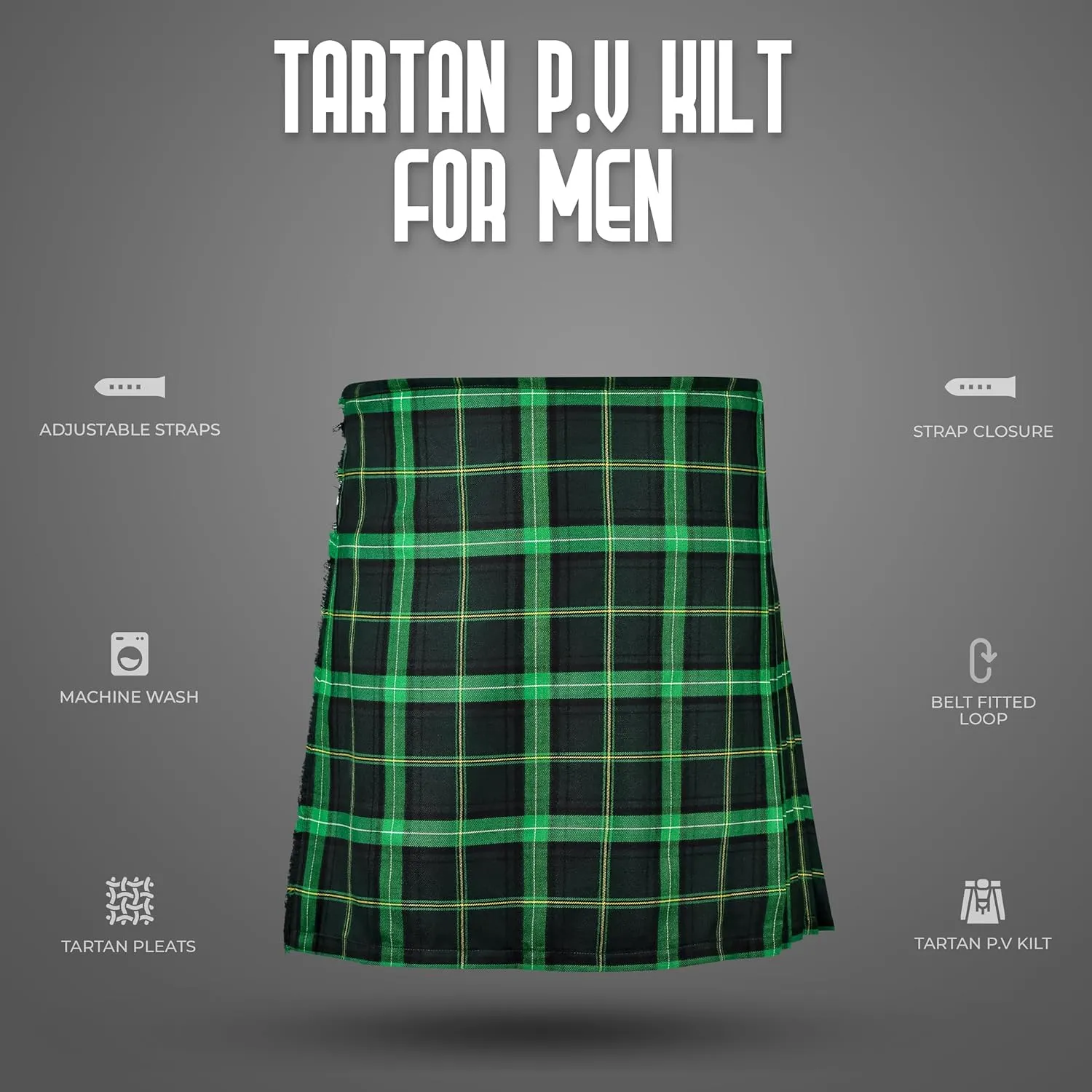 Tartan Kilt Polyviscose 8 Yard Traditional Mens Kilt bluff ride salinity him Kilt for Men I Scottish 