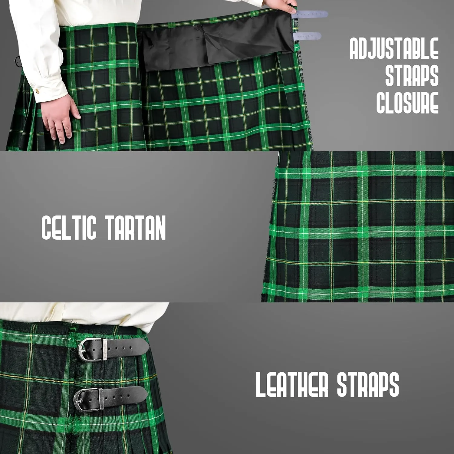 Tartan Kilt Polyviscose 8 Yard Traditional Mens Kilt bluff ride salinity him Kilt for Men I Scottish 