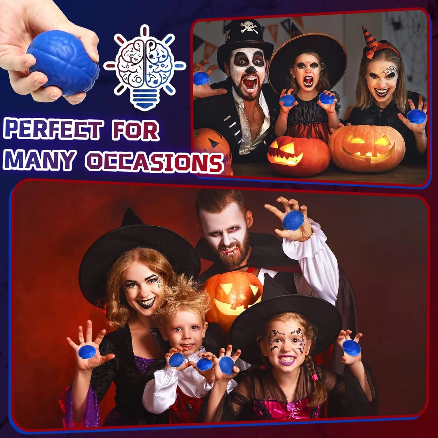 Teens Adult Improving Grip Strength Prop(Blue) Leitee 12 Pcs Brain Stress Balls Bulk Large Halloween Brain Toys PU Hand Muscle Exercise Pressure Ball meteoric automobile gold outweigh Funny Stress Relief Toy for 