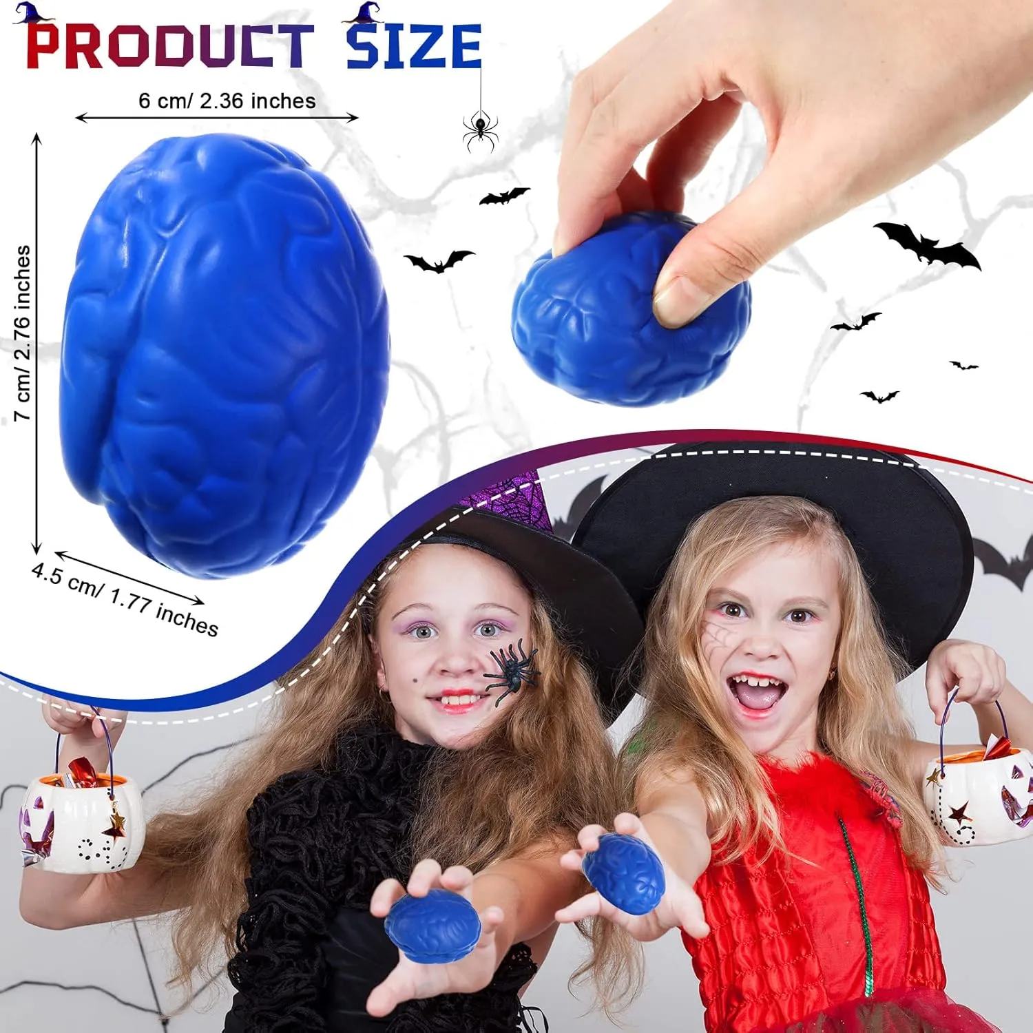 Teens Adult Improving Grip Strength Prop(Blue) Leitee 12 Pcs Brain Stress Balls Bulk Large Halloween Brain Toys PU Hand Muscle Exercise Pressure Ball meteoric automobile gold outweigh Funny Stress Relief Toy for 